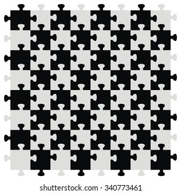 chessboard as puzzle, black and gray colors, vector illustration