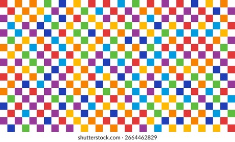 chessboard rainbow colors wide seamless texture, panoramic checked background, abstract geometric shapes vector pattern