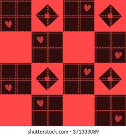 Chessboard Red Heart Valentine Background Vector Illustration