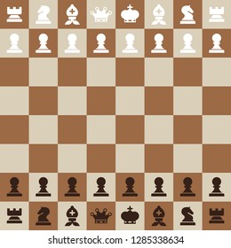 Chessboard. Top View Vector Flat Design Chess Board.