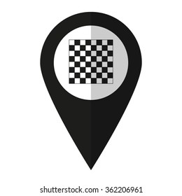 chessboard - vector icon;  black map pointer