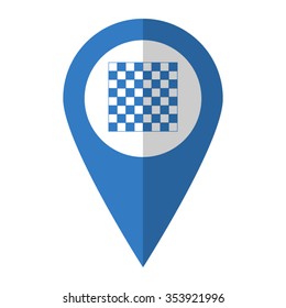 chessboard - vector icon; blue map  pointer