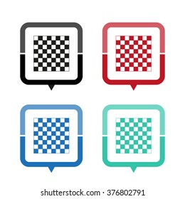 chessboard - vector icon; map pointer;  message bubble