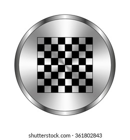 chessboard - vector icon;  metal button