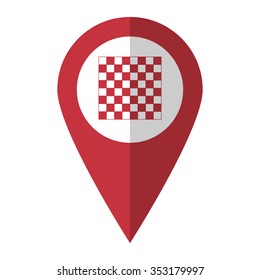 chessboard - vector icon; red map  pointer