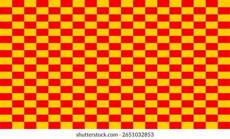 Tabuleiro de xadrez com fundo de padrão retangular muito pequeno. Vermelho amarelo xadrez cores. Textura repetida, ilustração, plano de fundo quadriculado repetido
