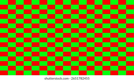 Tabuleiro de xadrez com fundo de padrão retangular muito pequeno. Vermelho Verde xadrez cores. Textura repetida, ilustração, plano de fundo quadriculado repetido	