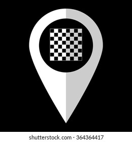 chessboard - white vector icon;  map pointer
