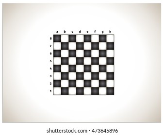 Chessboard without chess figures vector. On the board specified coordinates in the x and y axes.