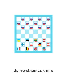 Chessboard,World vs Russia. vector illustration
