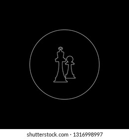 Chess.King and pawn.Line style.Vector