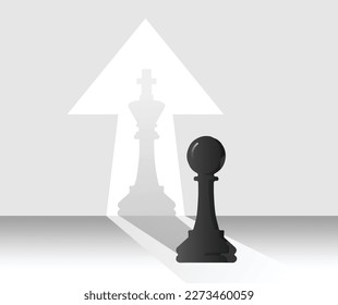 Chessman is changed to the shadow of the chess king symbol illustration