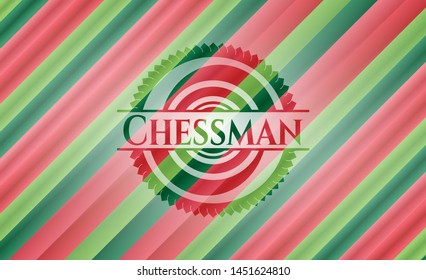 Chessman christmas emblem. Vector Illustration. Detailed.