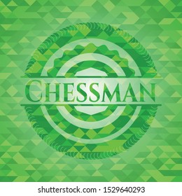 Chessman green mosaic emblem. Vector Illustration. Detailed.