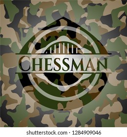 Chessman written on a camo texture