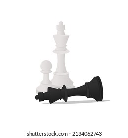 Chessmen. King and pawn. The concept of victory. Vector illustration. Chess icon