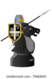 Chessmen styled medieval knights. Illustration on a white background.
