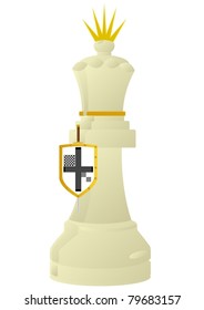 Chessmen styled medieval knights. Illustration on a white background.
