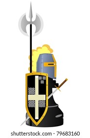 Chessmen styled medieval knights. Illustration on a white background.