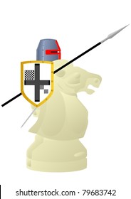 Chessmen styled medieval knights. Illustration on a white background.