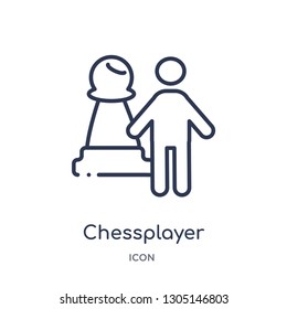 chessplayer icon from people skills outline collection. Thin line chessplayer icon isolated on white background.