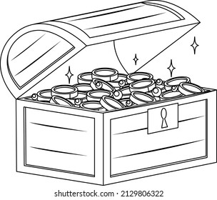 Chest box doodle outline for colouring illustration
