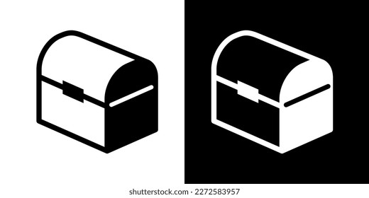 Chest or box icon. Symbol of treasure, hidden treasures or wealth. Attribute of storage of things, gold, money and valuables.