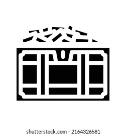 chest with coins glyph icon vector. chest with coins sign. isolated contour symbol black illustration
