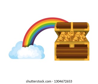 chest with coins isolated icon