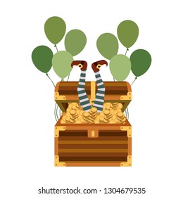 chest with coins isolated icon