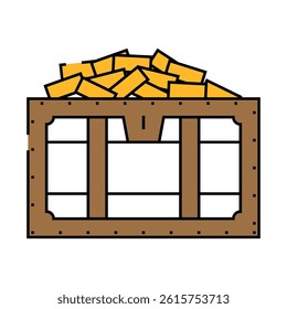 chest with coins line icon vector. chest with coins sign. isolated symbol illustration