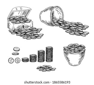 Chest and coins 