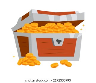Chest with coins. Vector illustration
