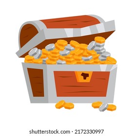 Chest with coins. Vector illustration