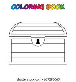 chest - coloring book.  Coloring  page to educate preschool kids .  Game for preschool kids, worksheet.  Vector cartoon  illustration.