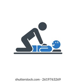 Icono de la técnica de compresión del pecho aislado en el fondo blanco