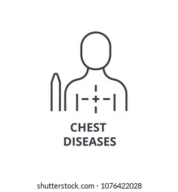 chest diseases thin line icon, sign, symbol, illustation, linear concept, vector 
