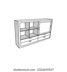 Chest Drawer line icon concept illustration template, logo for your company