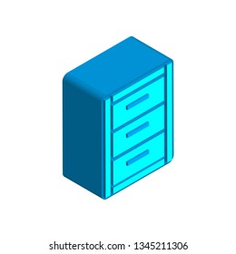 Chest of drawers 5, 3D Vector Isometric Icon blue and cyan color