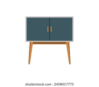 Chest of drawers, bedside table set vector. Wooden textures. Cartoon house equipment for interior. Illustration of furniture isolated