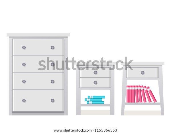 Chest Drawers Bedside Table Vector Furniture Stock Image