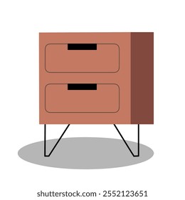 Chest of drawers. Brown color vector commodities. Home interior design, dressing table or cupboard, modern home decoration