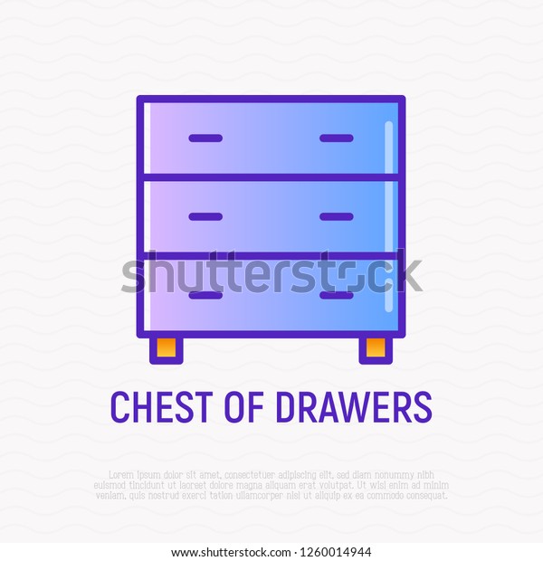 Chest Drawers Dresser Thin Line Icon Interiors Stock Image