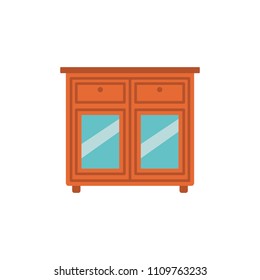 chest of drawers flat icon. Element of furniture colored icon for mobile concept and web apps. Detailed chest of drawers flat icon can be used for web and mobile. Premium icon on white background