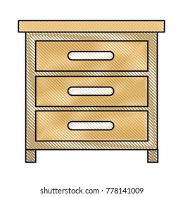 chest of drawers front view in colored crayon silhouette