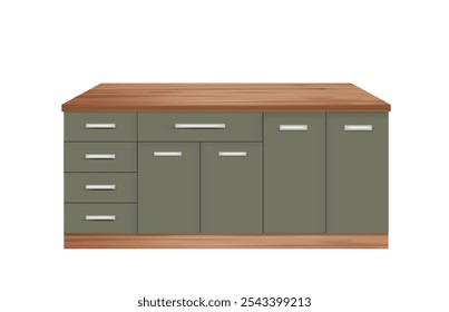Chest of drawers, green front, vector