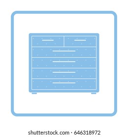 Chest of drawers icon. Blue frame design. Vector illustration.