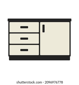 Chest of drawers icon. Colored silhouette. Front view. Vector simple flat graphic illustration. The isolated object on a white background. Isolate.