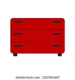 Chest of drawers icon. Dresser. Color silhouette. Horizontal front view. Vector simple flat graphic illustration. Isolated object on a white background. Isolate.