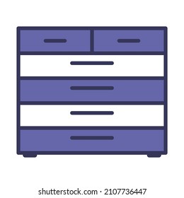 Chest Of Drawers Icon. Editable Bold Outline With Color Fill Design. Vector Illustration.